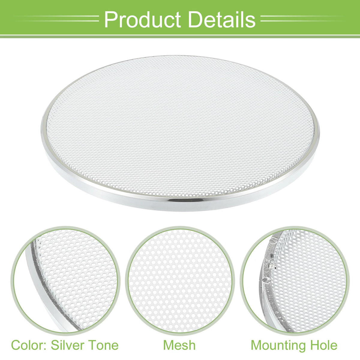 5" Car Speaker Grill Cover for Universal Fit (Silver Tone, White)