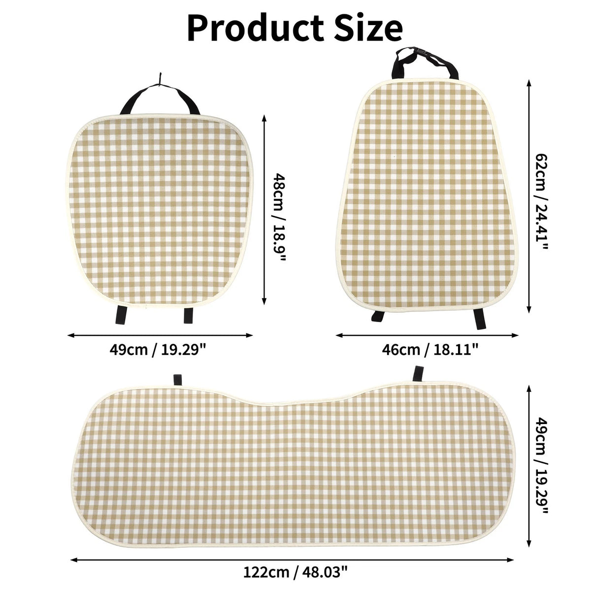 Set of 2 Car Seat Cover Pad for Brown Cotton