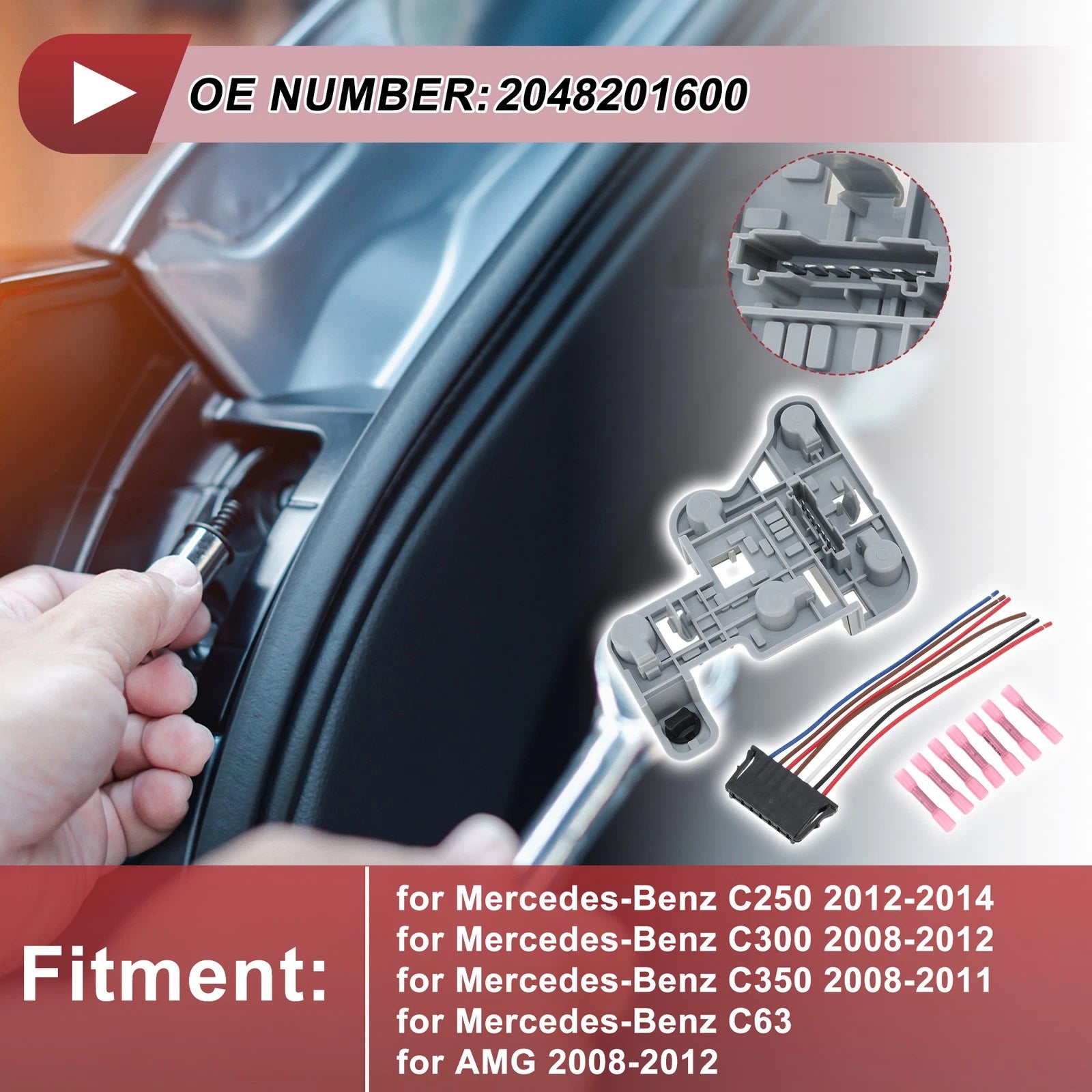 Right Tail Light Socket Wiring Replacement for Mercedes-Benz C250 (2012–2014)