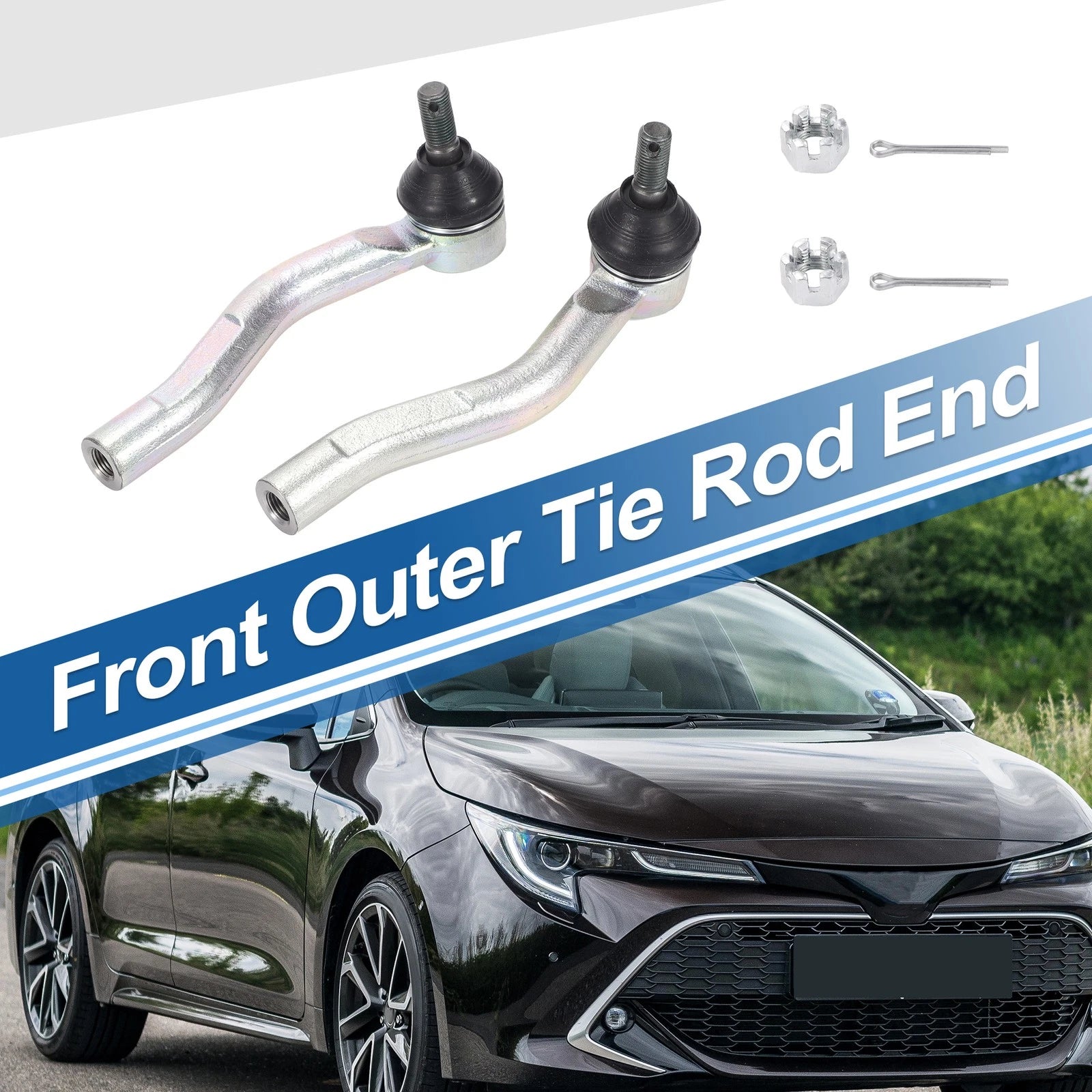 2PCS Front Outer Tie Rod Ends for Toyota Echo (2000–2005)