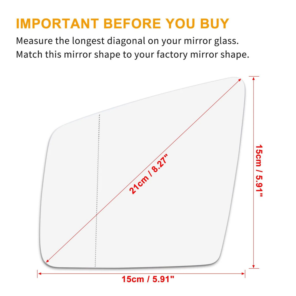 Heated Rearview Mirror Glass Left Right Replacement for Mercedes-Benz GLA (2017–2022)