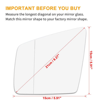 Heated Rearview Mirror Glass Left Right Replacement for Mercedes-Benz GLA (2017–2022)