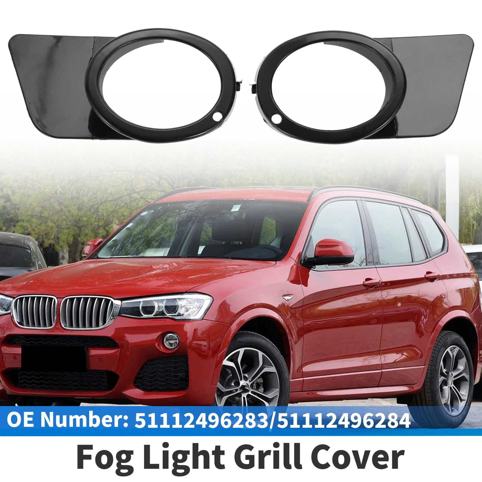 Pair Front Bumper Fog Light Cover OEM Replacement for BMW M5 Base (2000–2003)