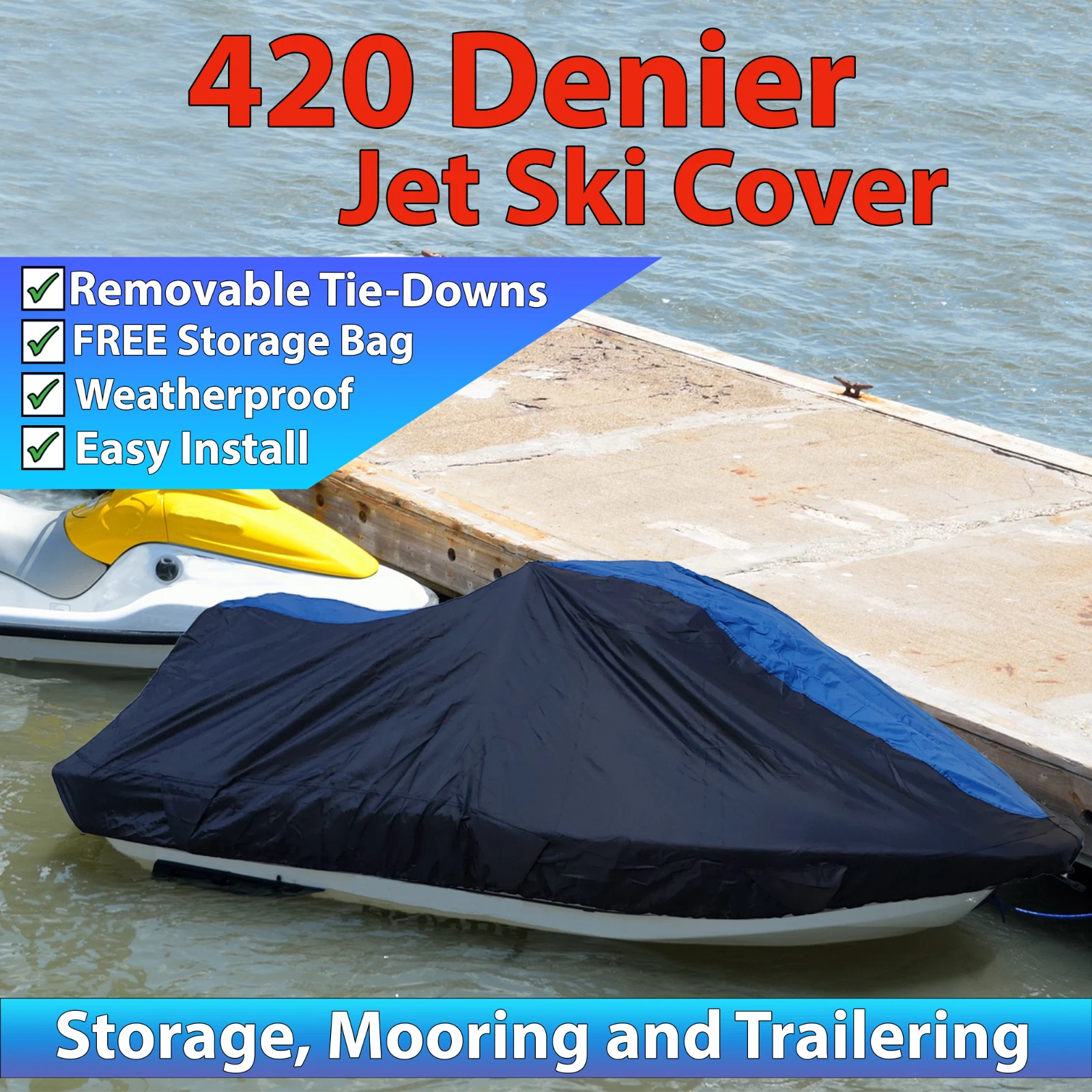 Dust Cover for Sea Doo GTX (Multiple Models) [Black Blue]