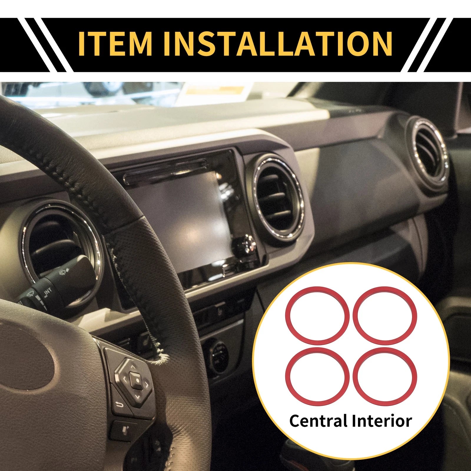 AC Vent Dashboard Decoration Rings Replacement for Toyota Tacoma (2016–2023)