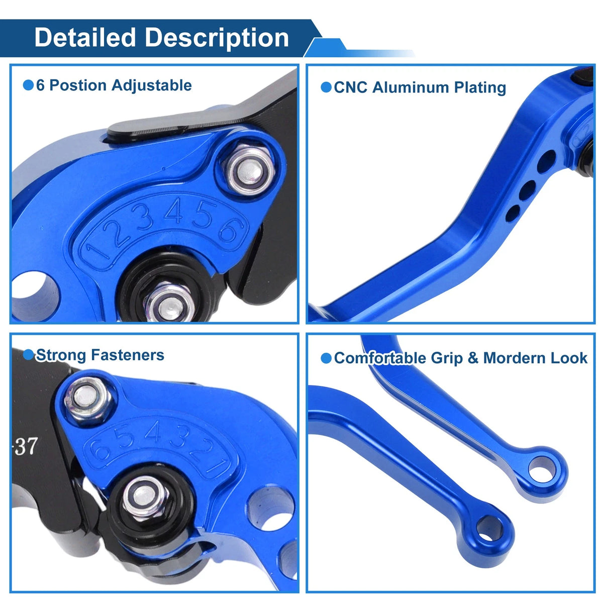 Adjustable Short Brake Clutch Lever Set for Aprilia RS125 (1996–2005) Blue