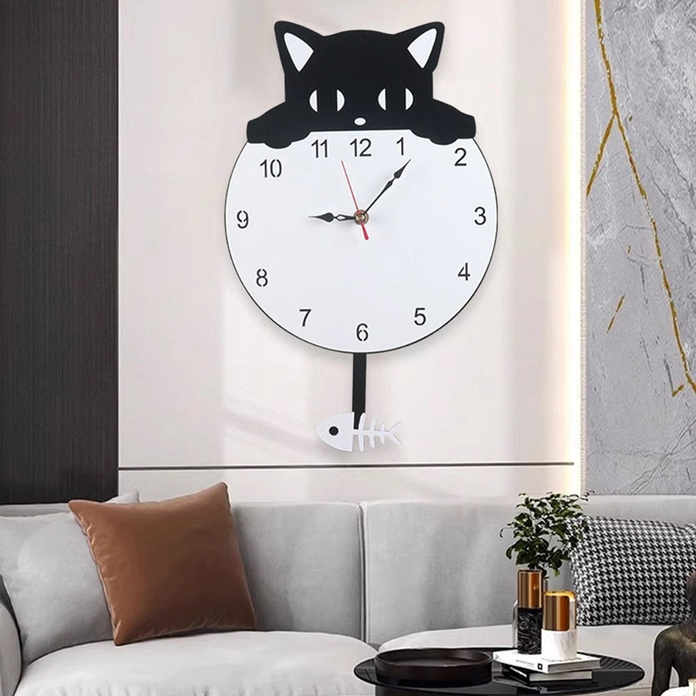 Decorative Black Cat Wall Clock for Peaceful Spaces
