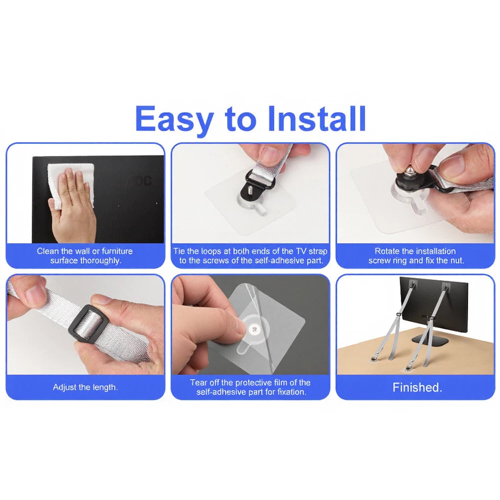 Adjustable Monitor Holder for Workstations with TV Anti Tip Strap