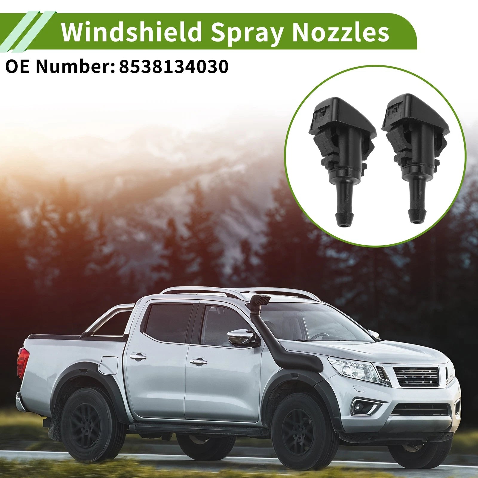 Windshield Washer Nozzle With Hose Connector for Toyota (1 Set) (2000–2015)
