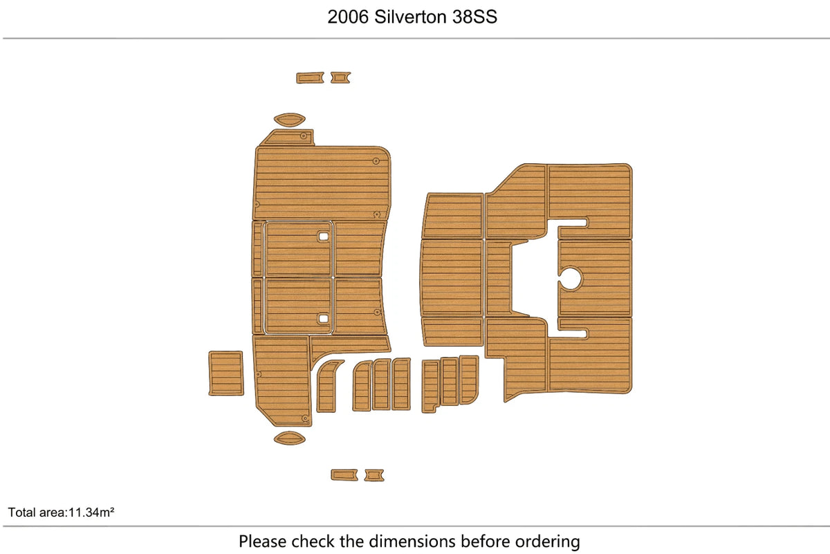 EVA Foam Teak Faux Deck Flooring Pads for Silverton 38SS (2006)