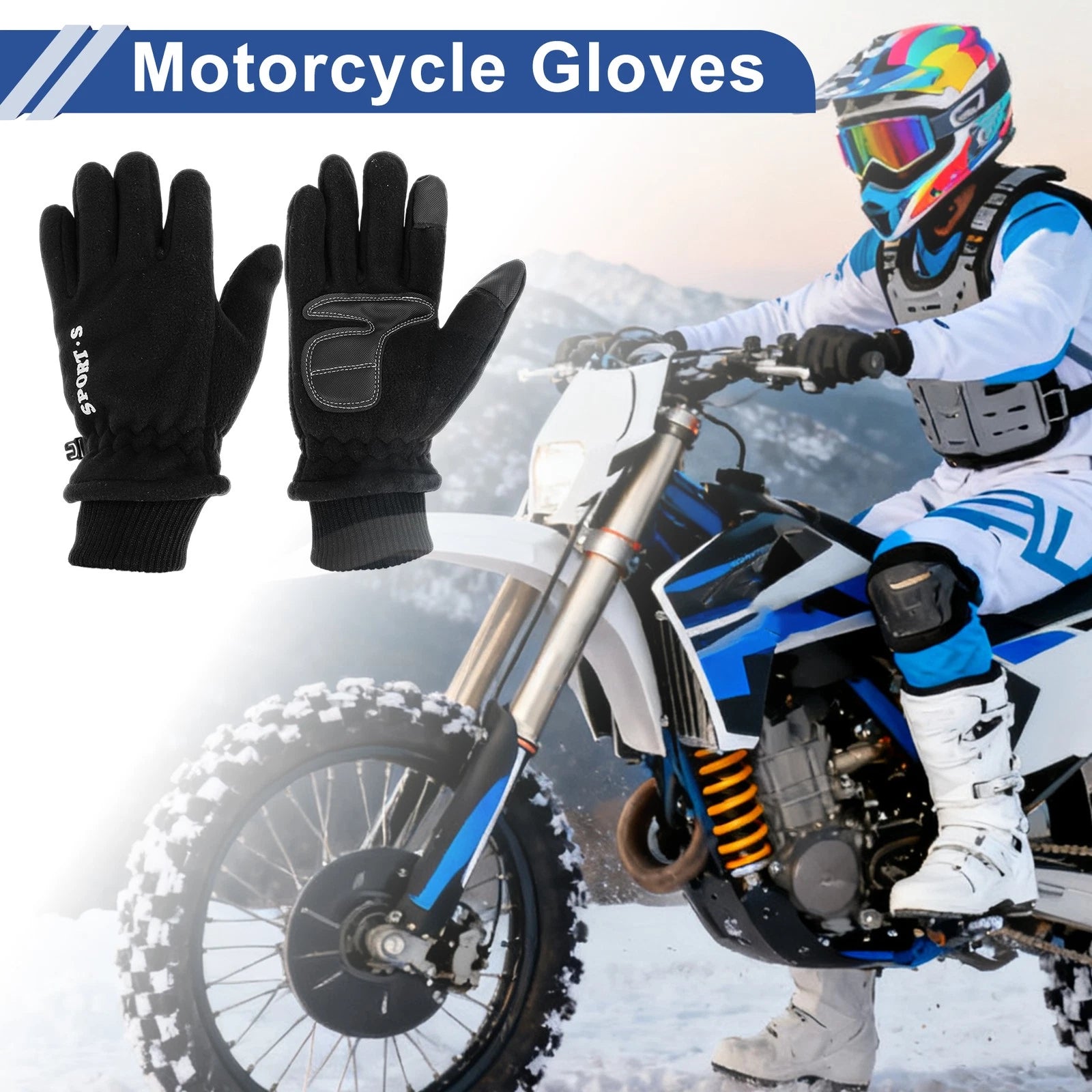 Men's Full Finger Fold-back Cycling Gloves for Mountain Biking Black (Universal)