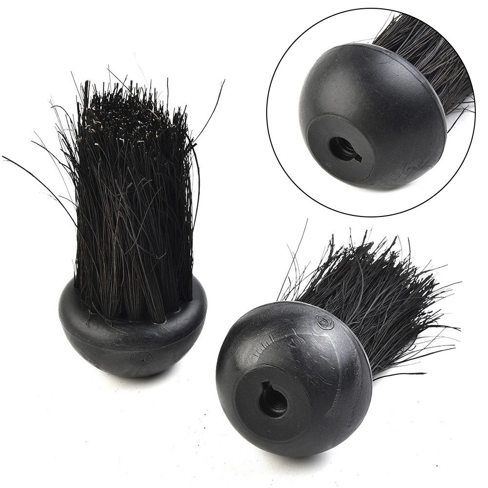 Fireplace Brush Head for Hearth (Replacement, Round, Black)