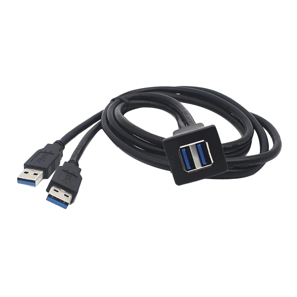 USB 3.0 Dual Port Flush Mount Panel Extension Cable for Car Boat Vehicle
