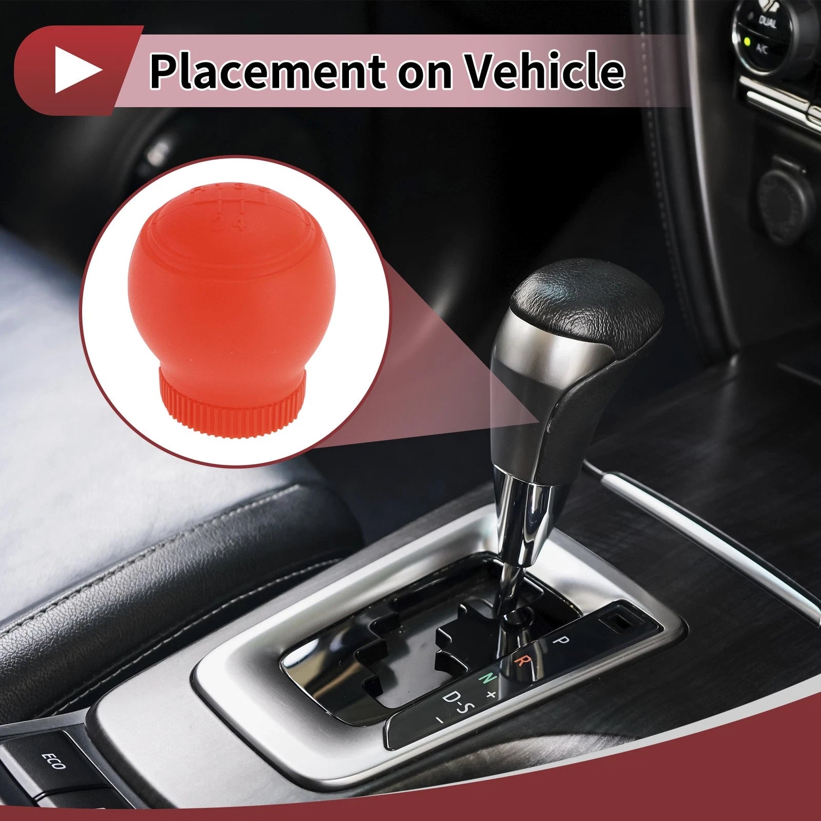 Gear Shift Knob Cover for Universal Car SUV (Pull-On Style, Silicone, 907-Red)