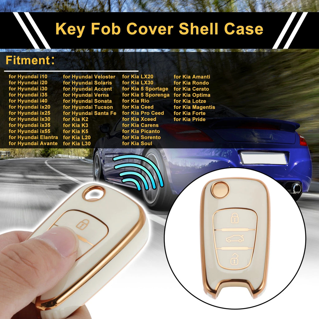 Car Key Case Replacement for Hyundai i10 i20 i30 i40 i55 3-Button (2008–2019)