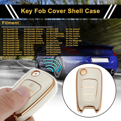 Car Key Case Replacement for Hyundai i10 i20 i30 i40 i55 3-Button (2008–2019)