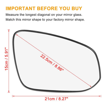 Right Side Heated Mirror Glass Replacement with Backing Plate for Toyota RAV4 (2013–2018)