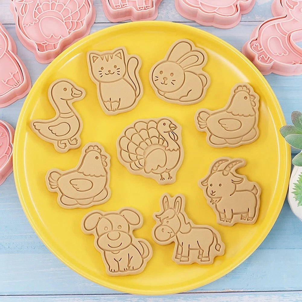 8 Piece Farm Animal Cookie Cutters for Baking Tools