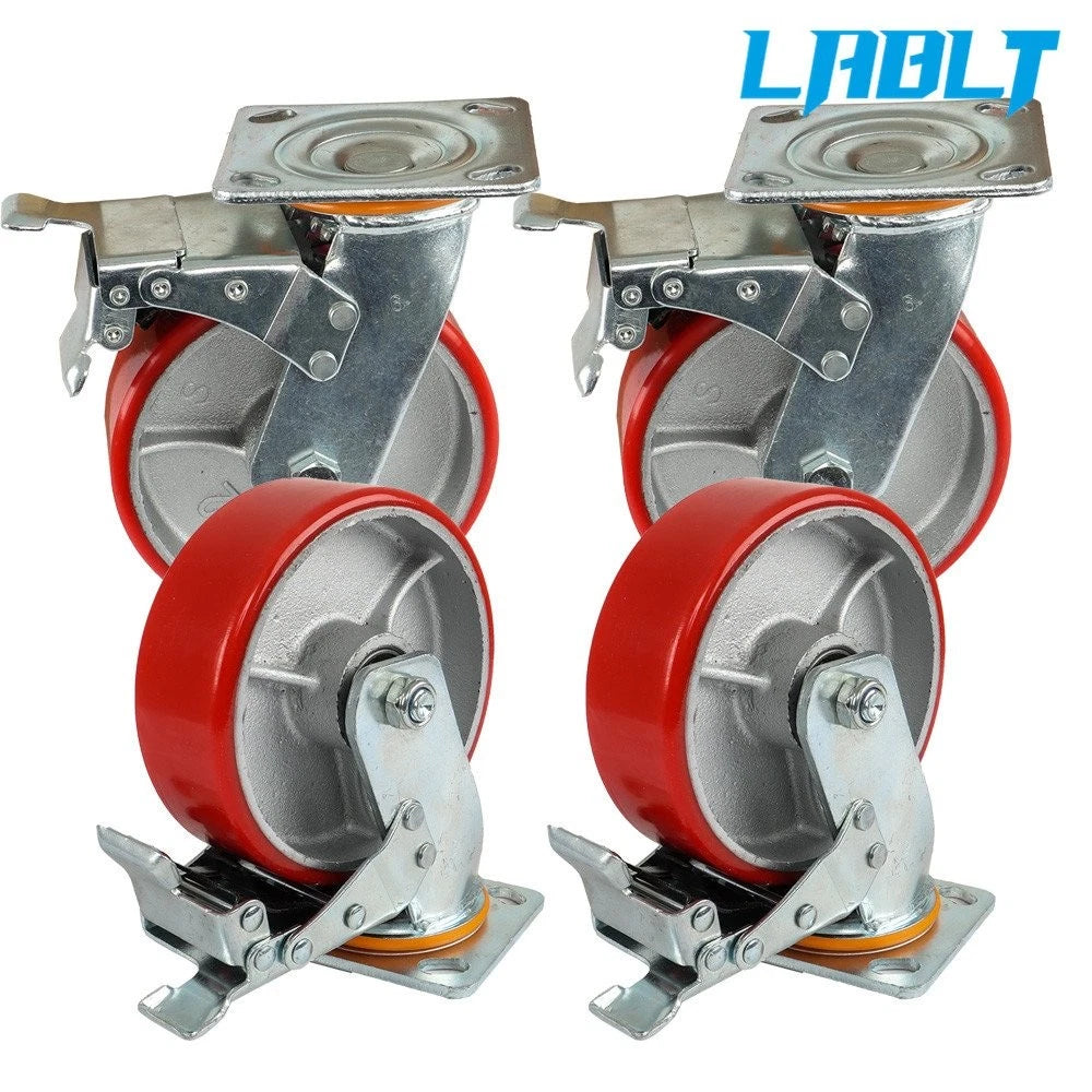 Set of 4 Heavy Duty 6" Metal Caster Wheels Swivel & Lock