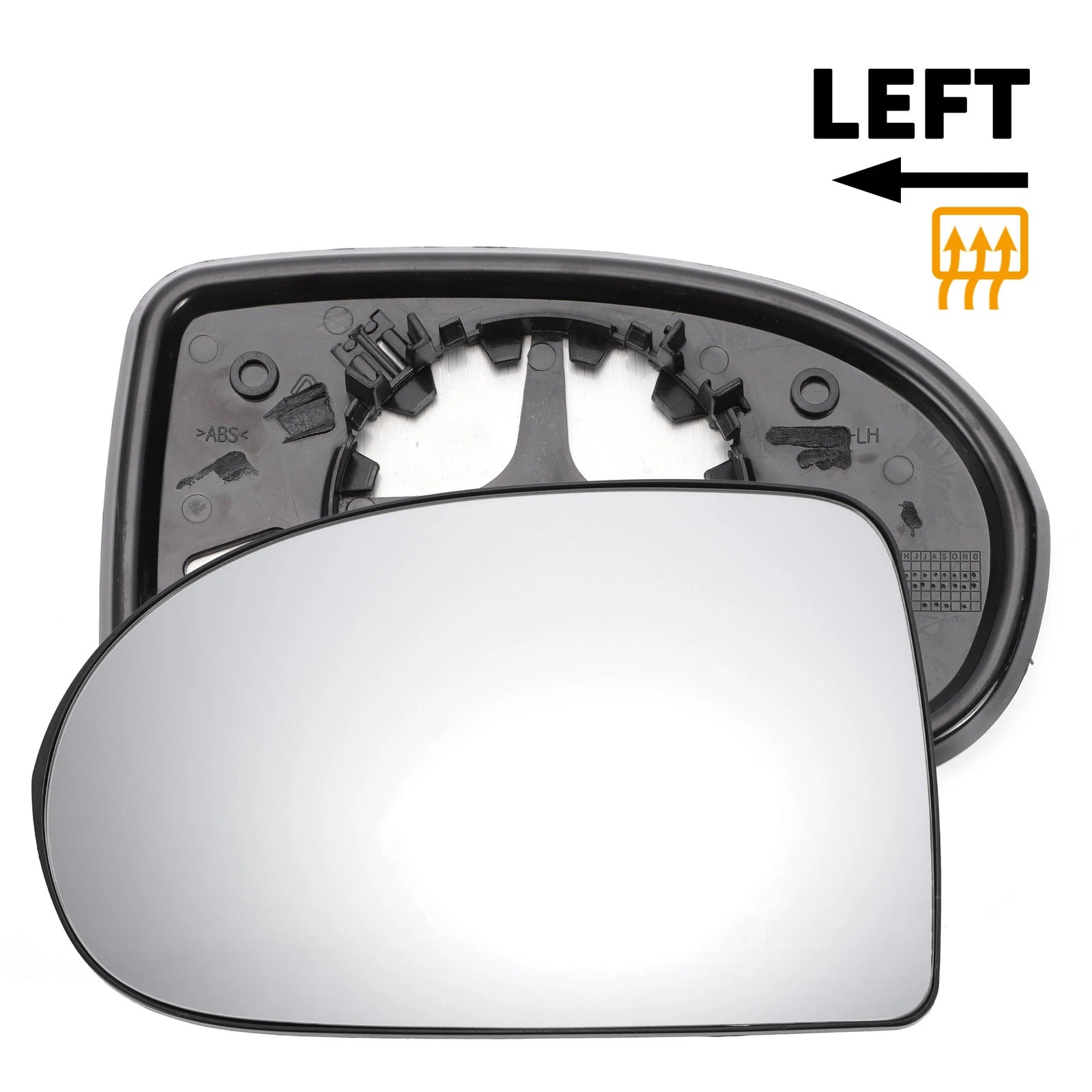 Left Side Heated White Mirror Glass for Jeep Compass (2010–2016)