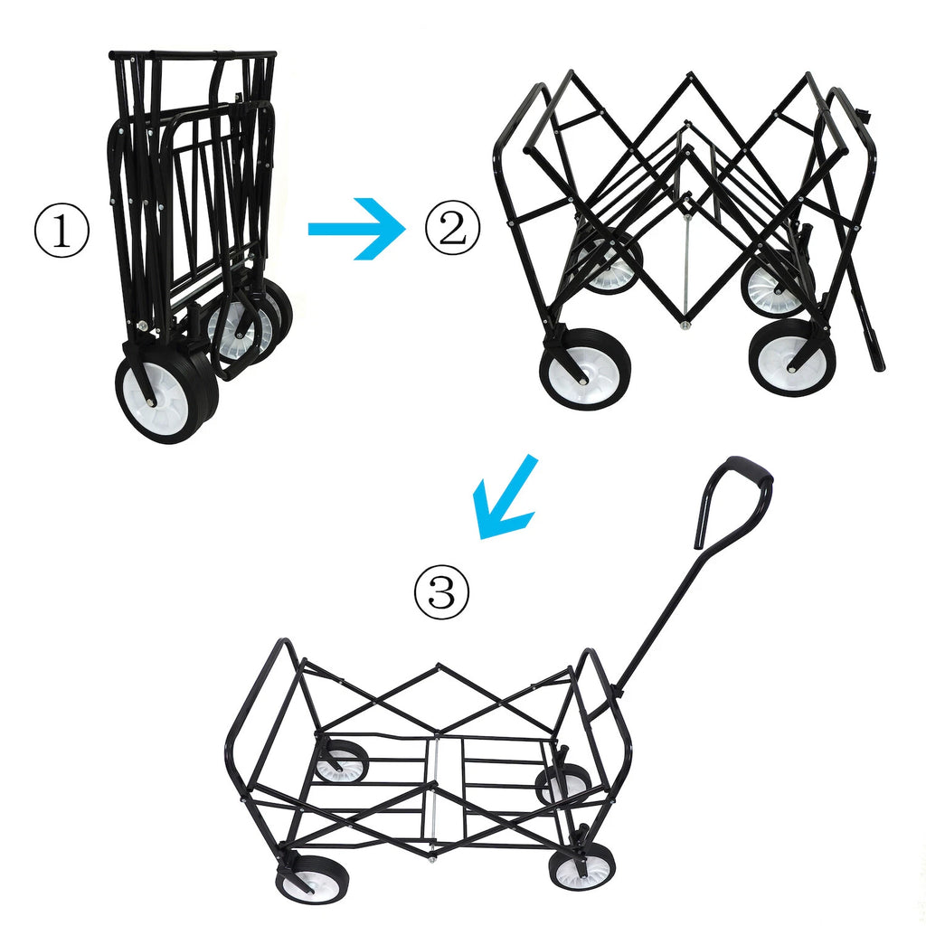 Folding Utility Wagon Cart with Wheels for Outdoor Use