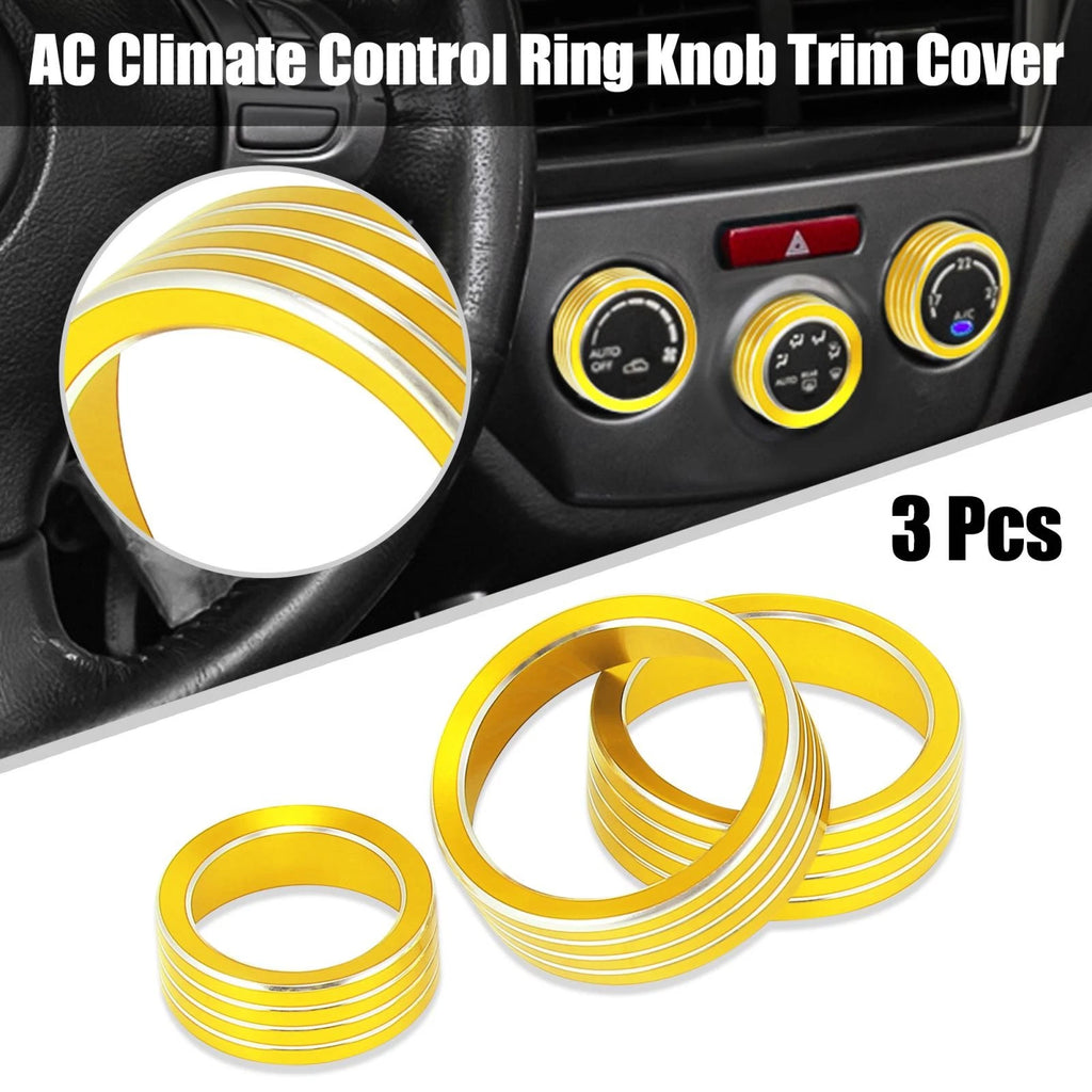 3pc Gold Tone AC Climate Control Knob Ring Trim for Subaru Forester (2014–2018)