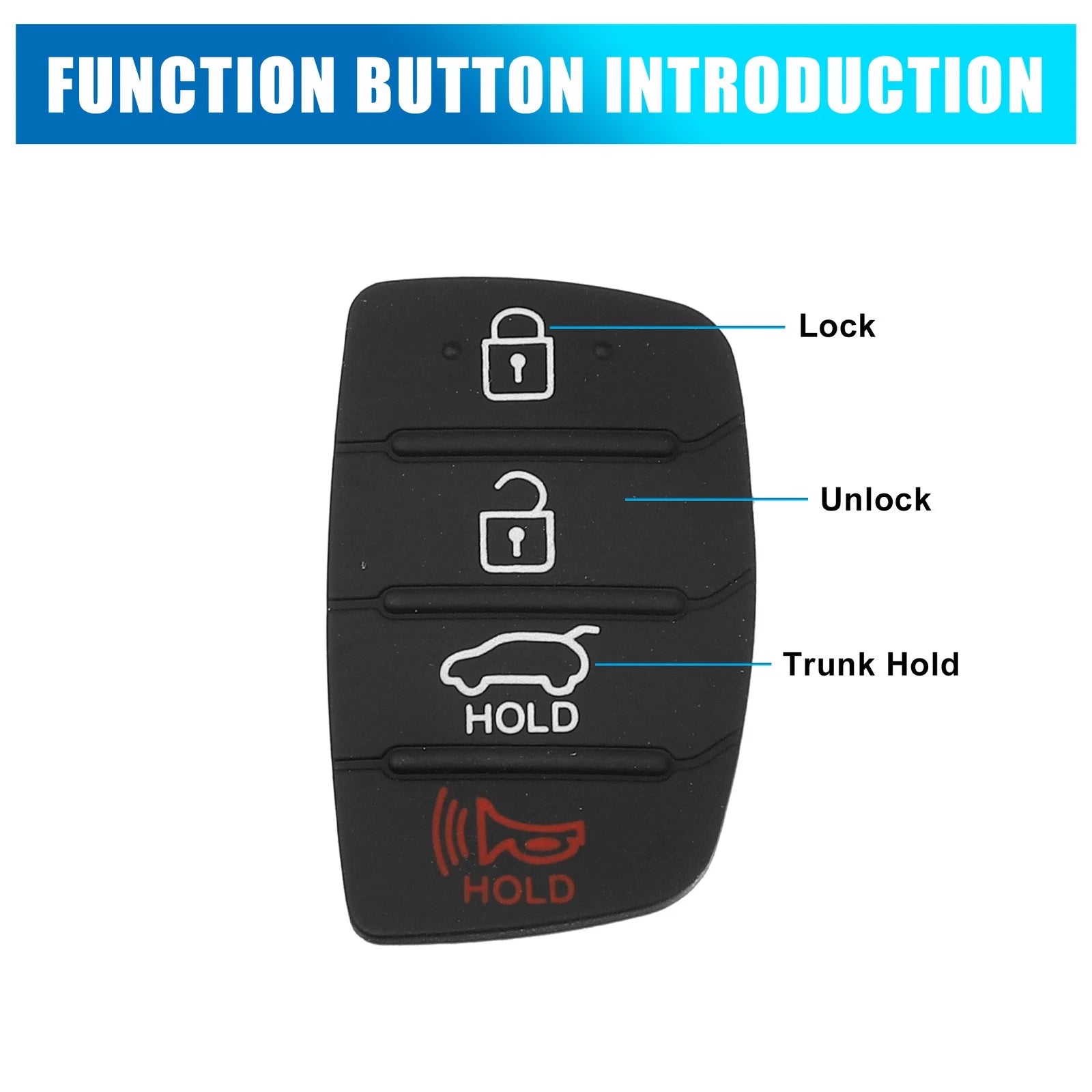 Remote Fob Case Insert Rubber Pad Keypad Replacement for Hyundai (4-Button) (2009–2015)