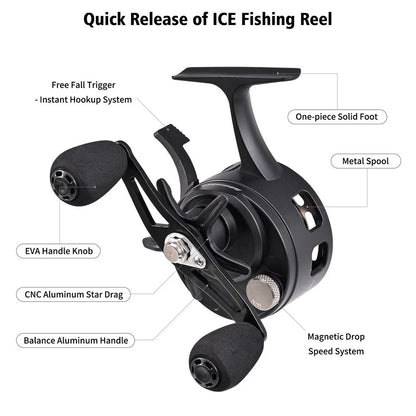 Magnetic Speed Drop Ice Fishing Reel for Accurate Casts