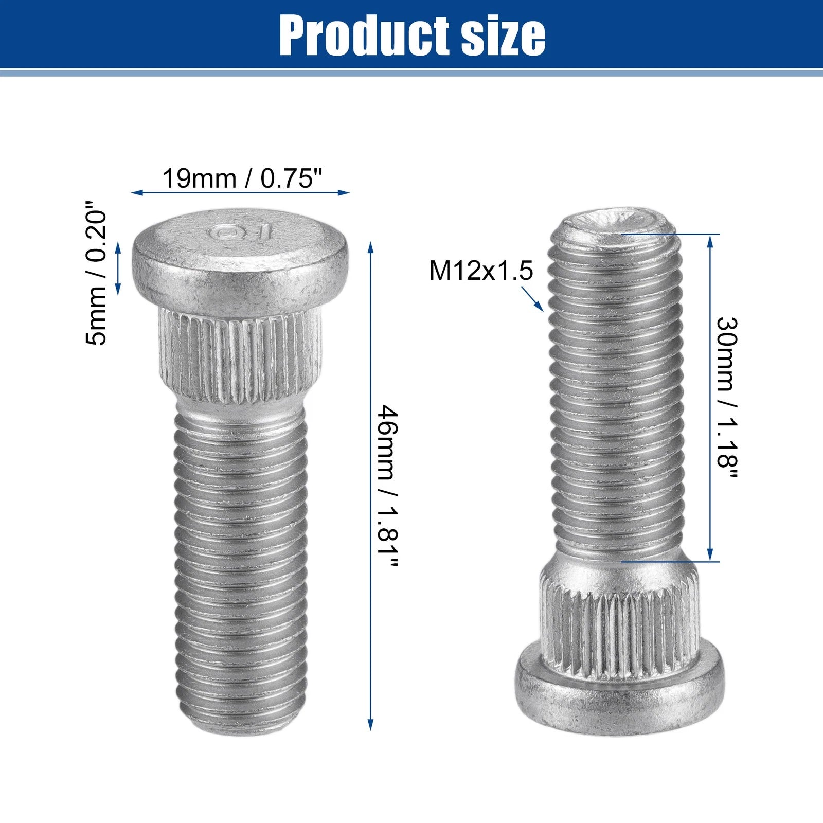 Wheel Lug Studs 2 Pack Replacement M12x1.5 Front Rear for Lexus ES350 (2007–2024)