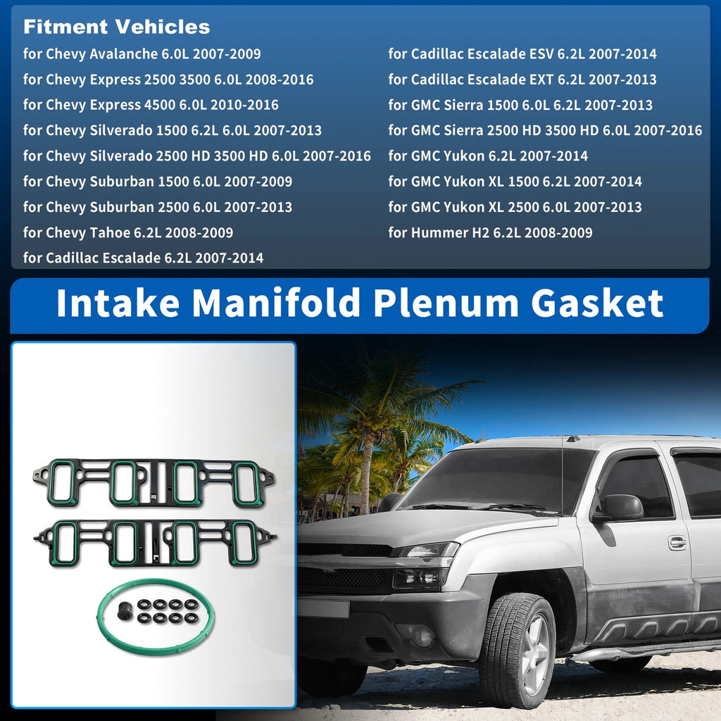 Upper Intake Manifold Plenum Gasket for Chevy Silverado 6.0L (2007–2013)