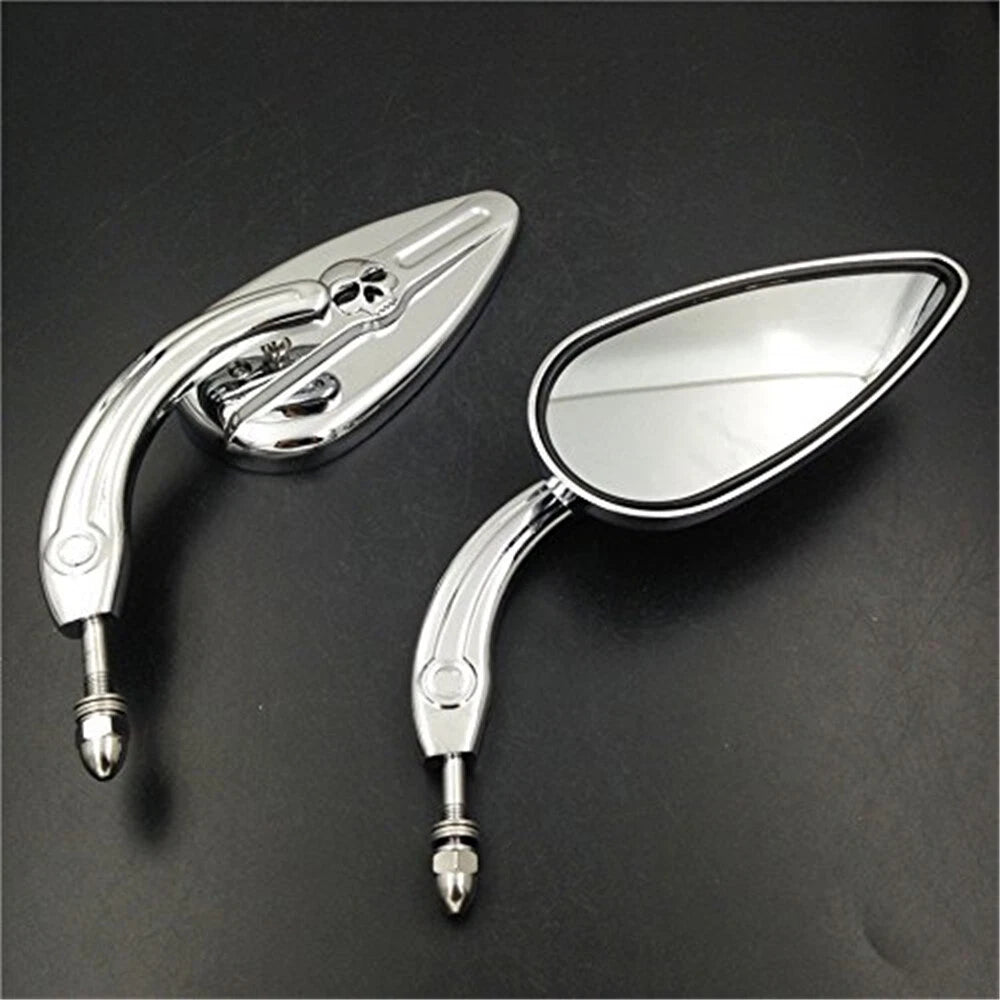 Chrome Skull Side Mirrors for Harley Softail (2000–2023)