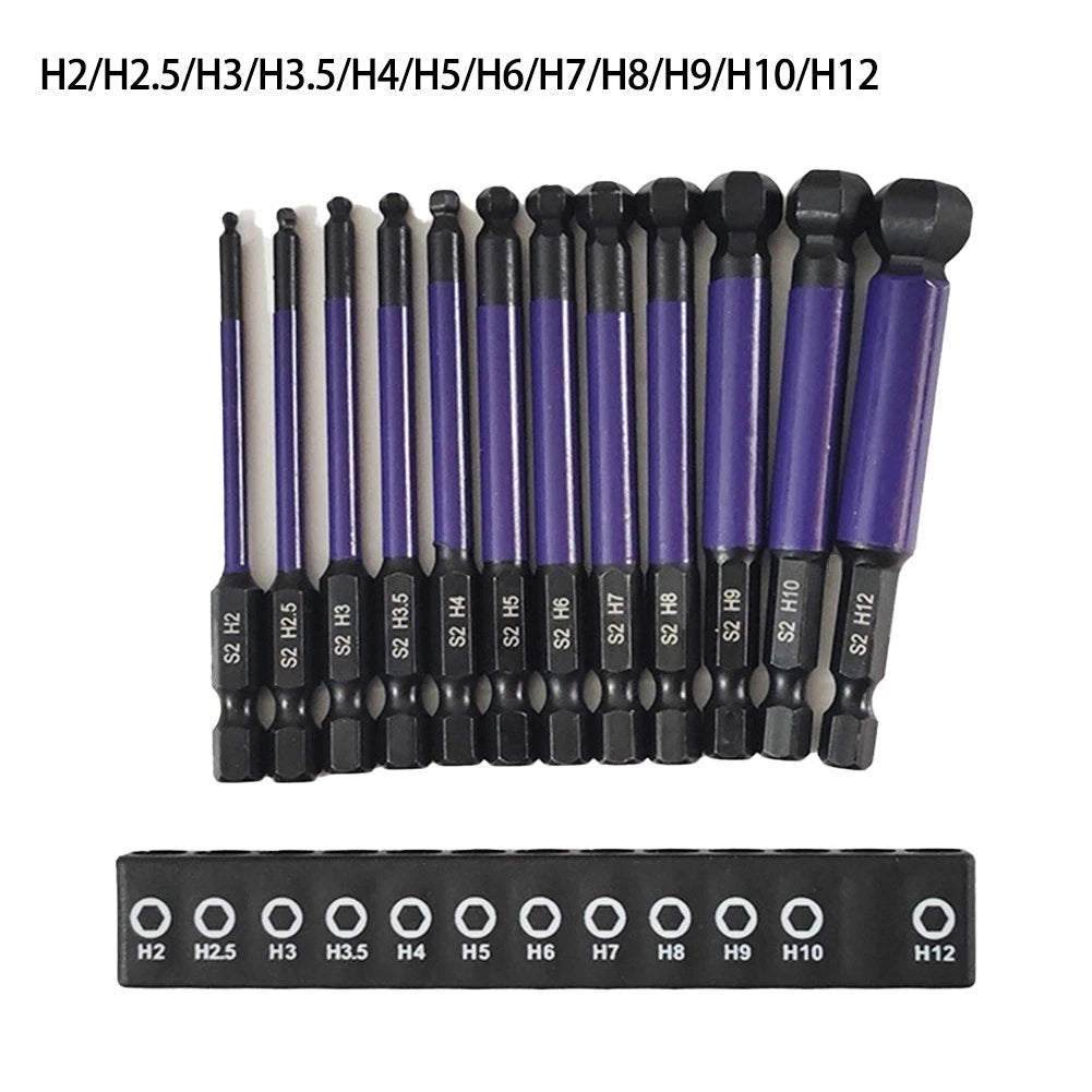 Toolbox Ball End Hex Bit for 1/4 Inch Hex Shank (Clear Size Markings)