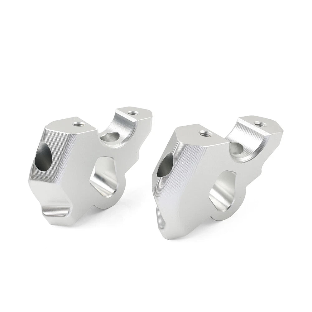 2X Silver Handlebar Riser Clamp Mount CNC for BMW R1300GS (2024-2025)