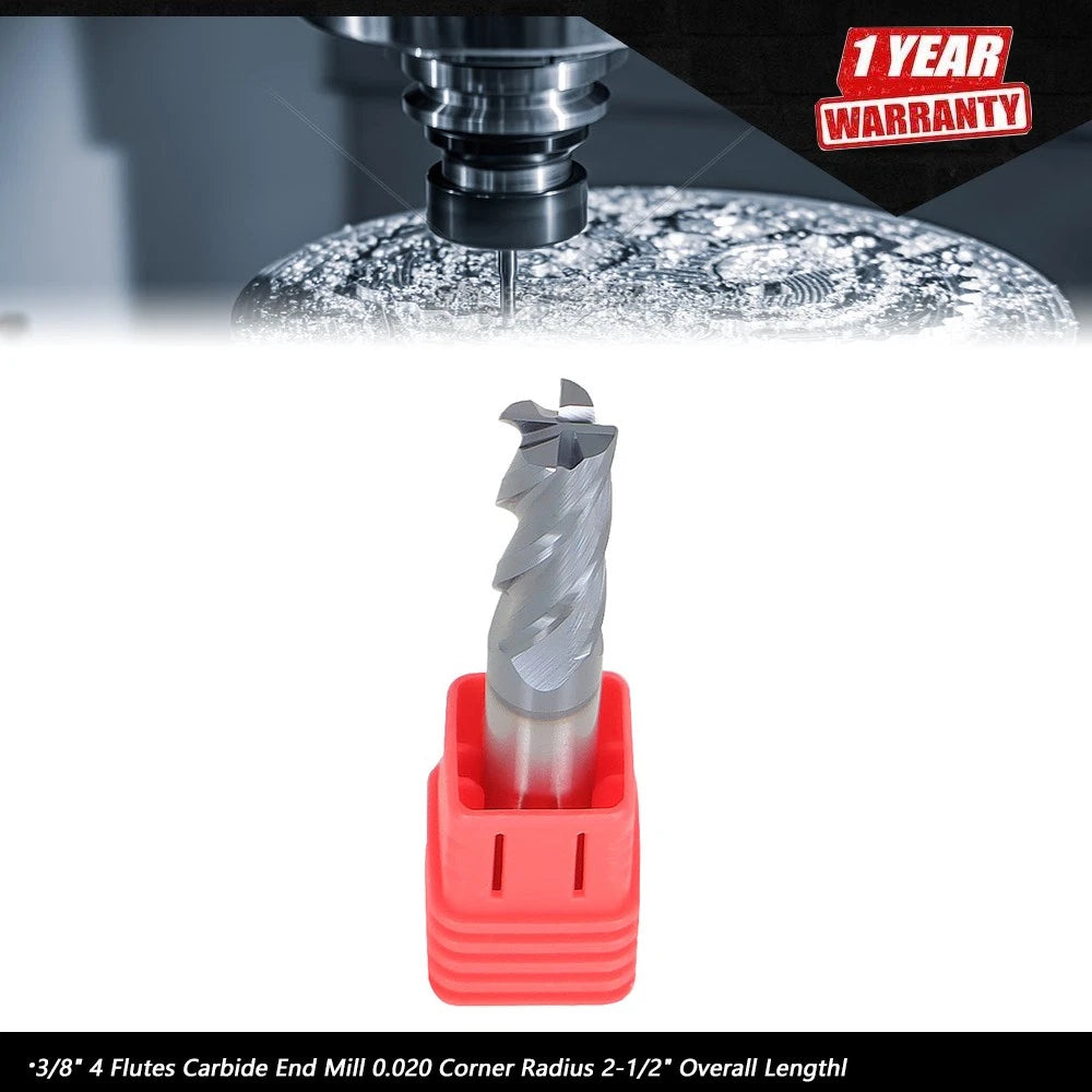 3/8" Carbide End Mill for - 4 Flute, .020 Radius
