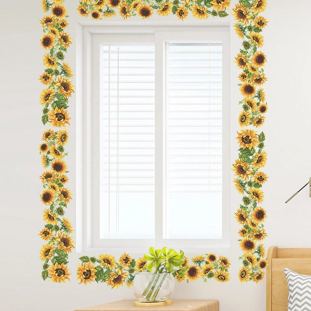 Wall Sticker Sunflower Edge Line for Home Decor (Removable, Matte)