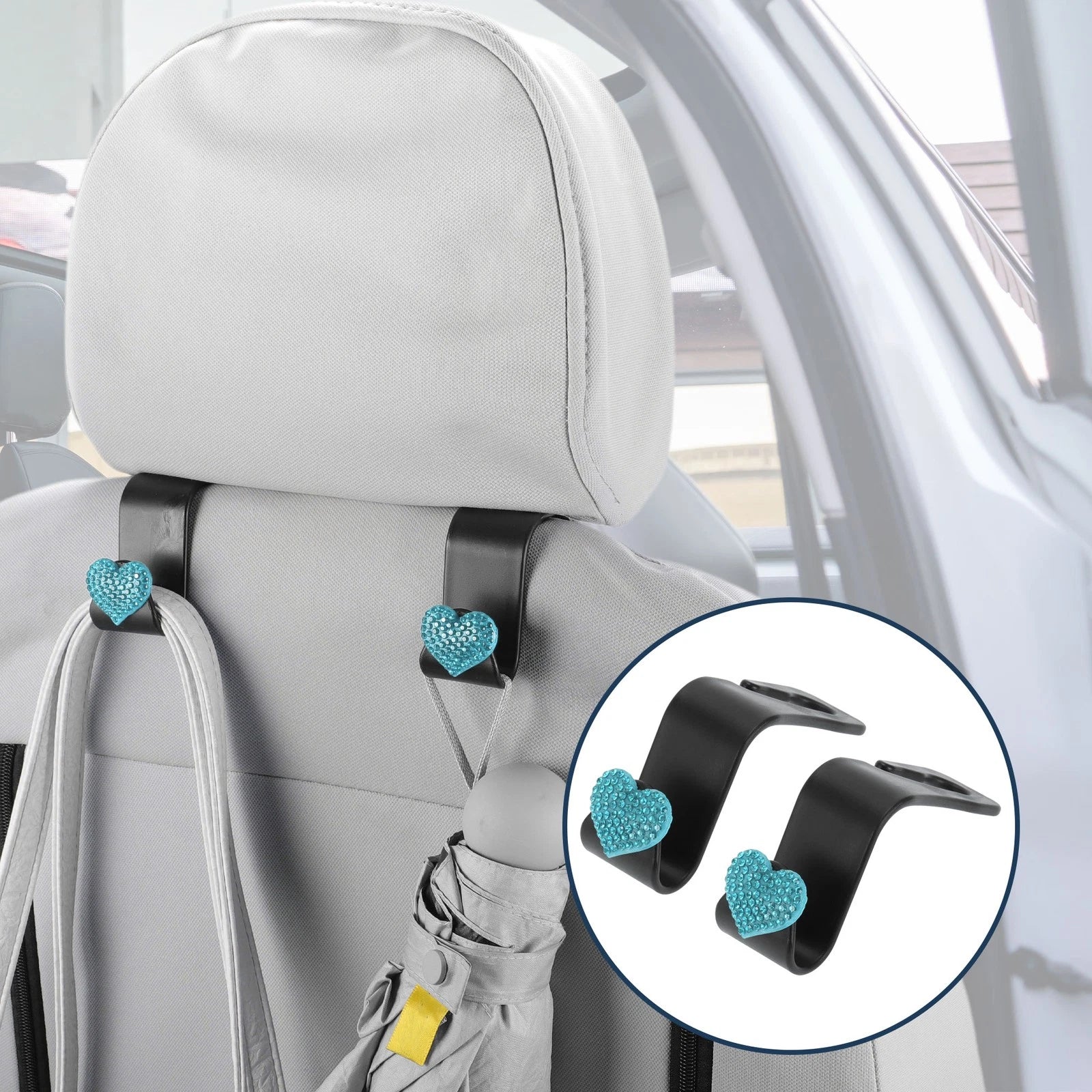 2 Pcs Universal Car Seat Headrest Hook for Hanging Purses (Blue)