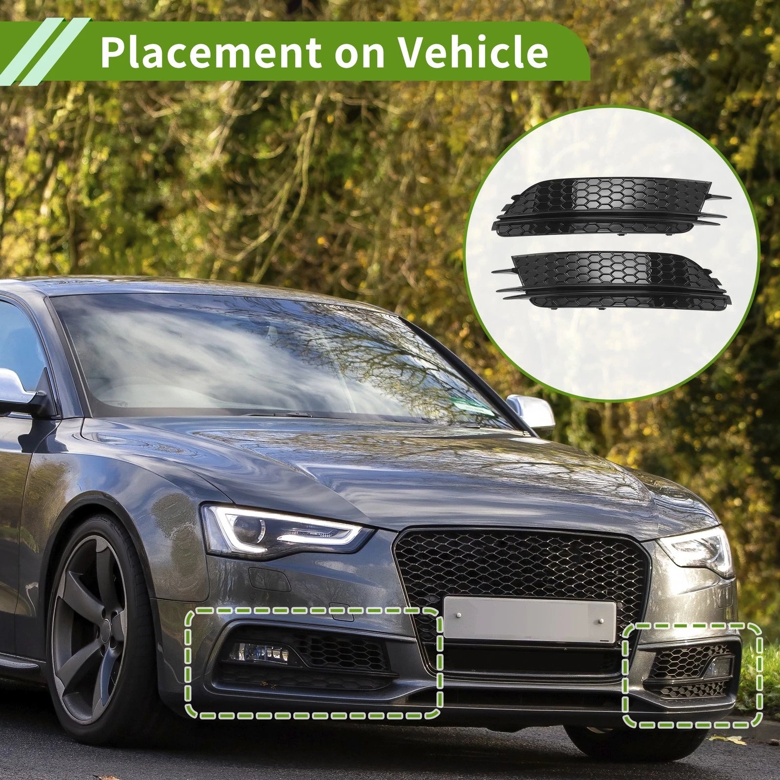 Front Fog Light Grill Pair for Audi A6 C7 (2012–2015) Left Right