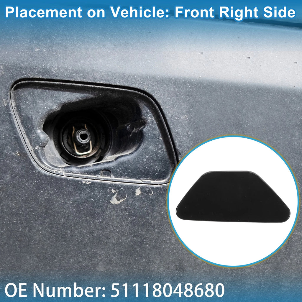 Front Right Washer Nozzle Cover Cap for BMW 528i (2011–2016) Black