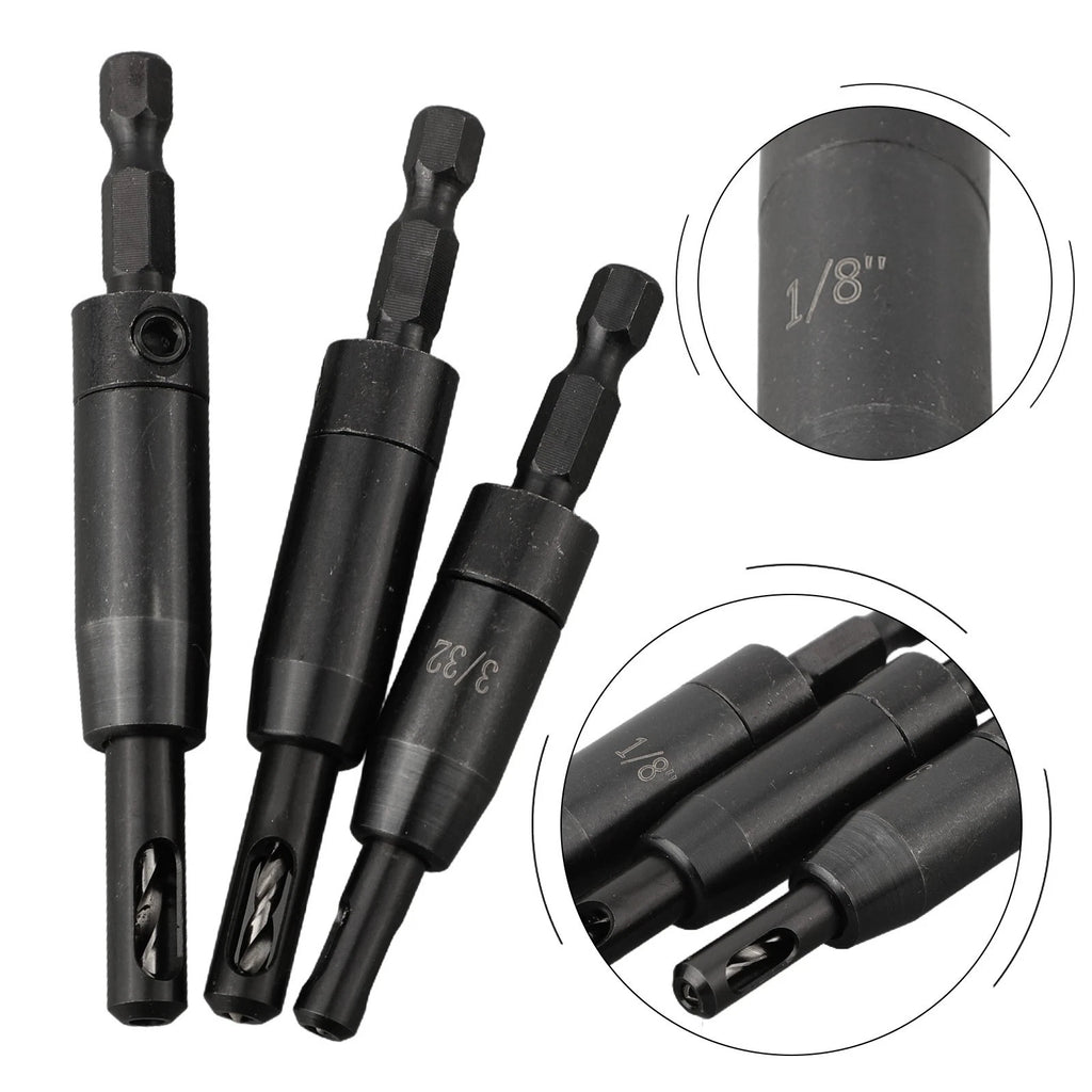 3Pcs Self Centering Hinge Tapper Core Drill Bit Set for Woodworking