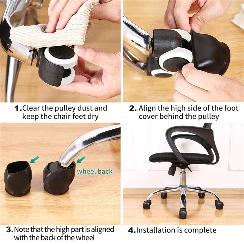 5x Chair Wheel Covers for Office and Dining Chairs (Floor Scratch Protection)