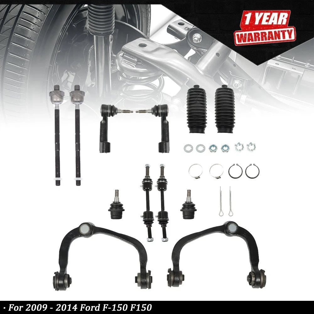 12pc Front Upper Control Arms & Tie Rods for Ford F-150 (2009–2014)
