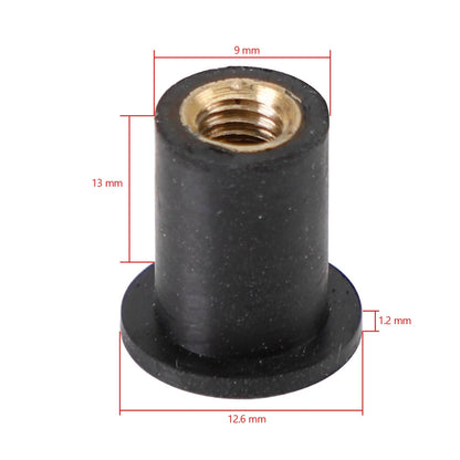 Set of 100 M5 Rubber Well Nuts for Windscreen & Fairing (Fits 10mm Hole)