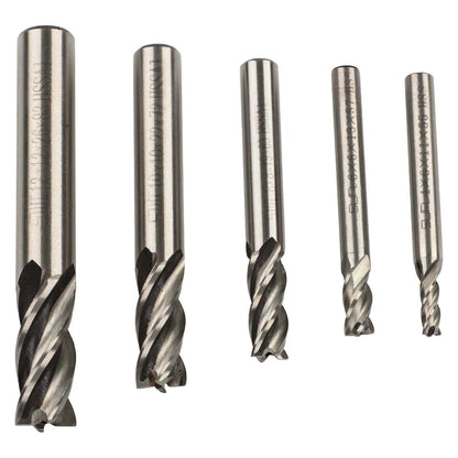 5 Pcs Set of End Mill Cutters for Milling Machines (No Specific Models)