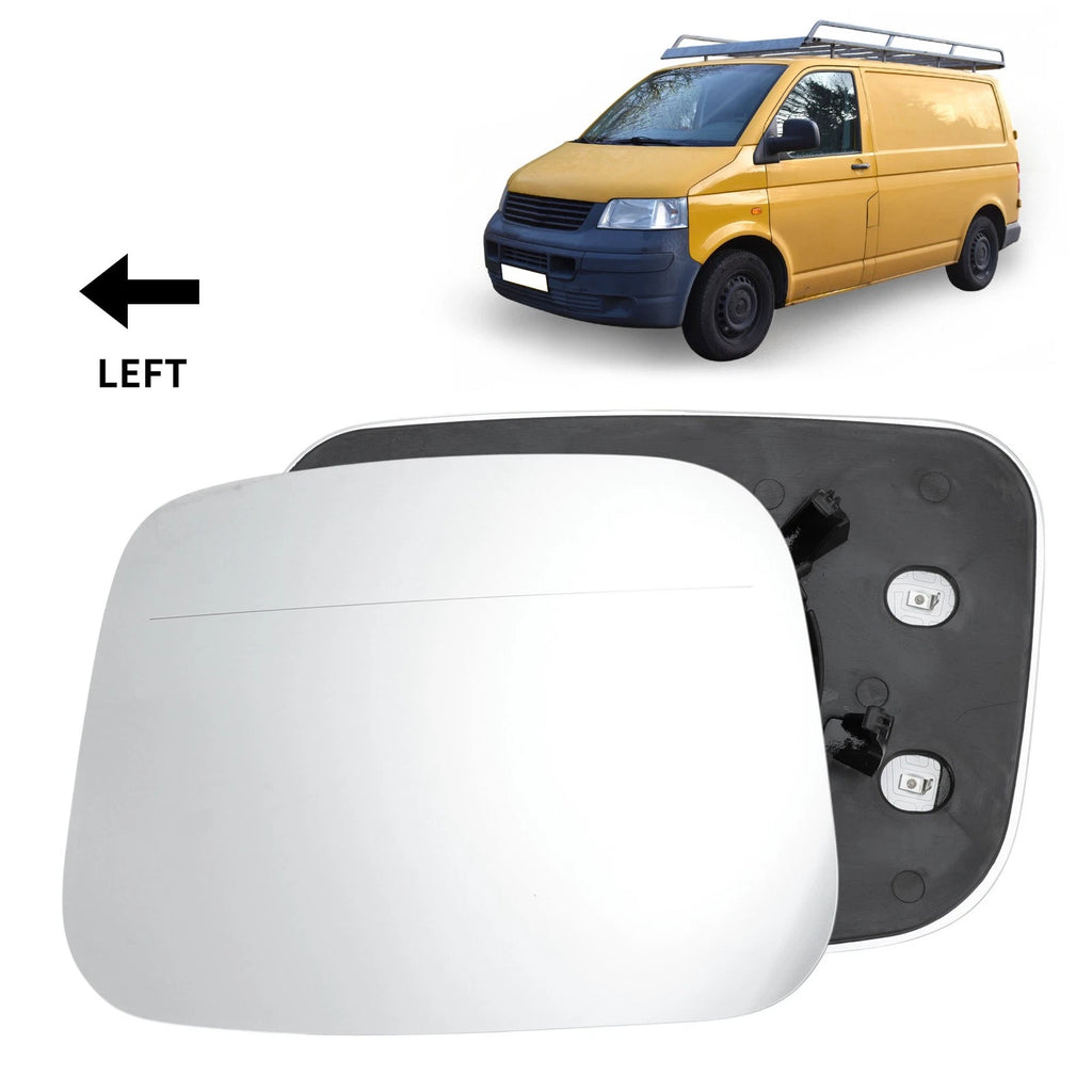 Left Side Wing Door Mirror Glass Replacement for VW Transporter T5 Caddy (2004–2015)
