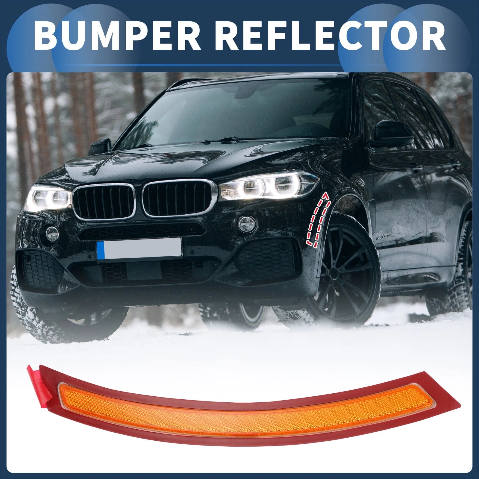 Bumper Reflector Replacement for BMW X5 (2014–2018) Front Left Red Yellow
