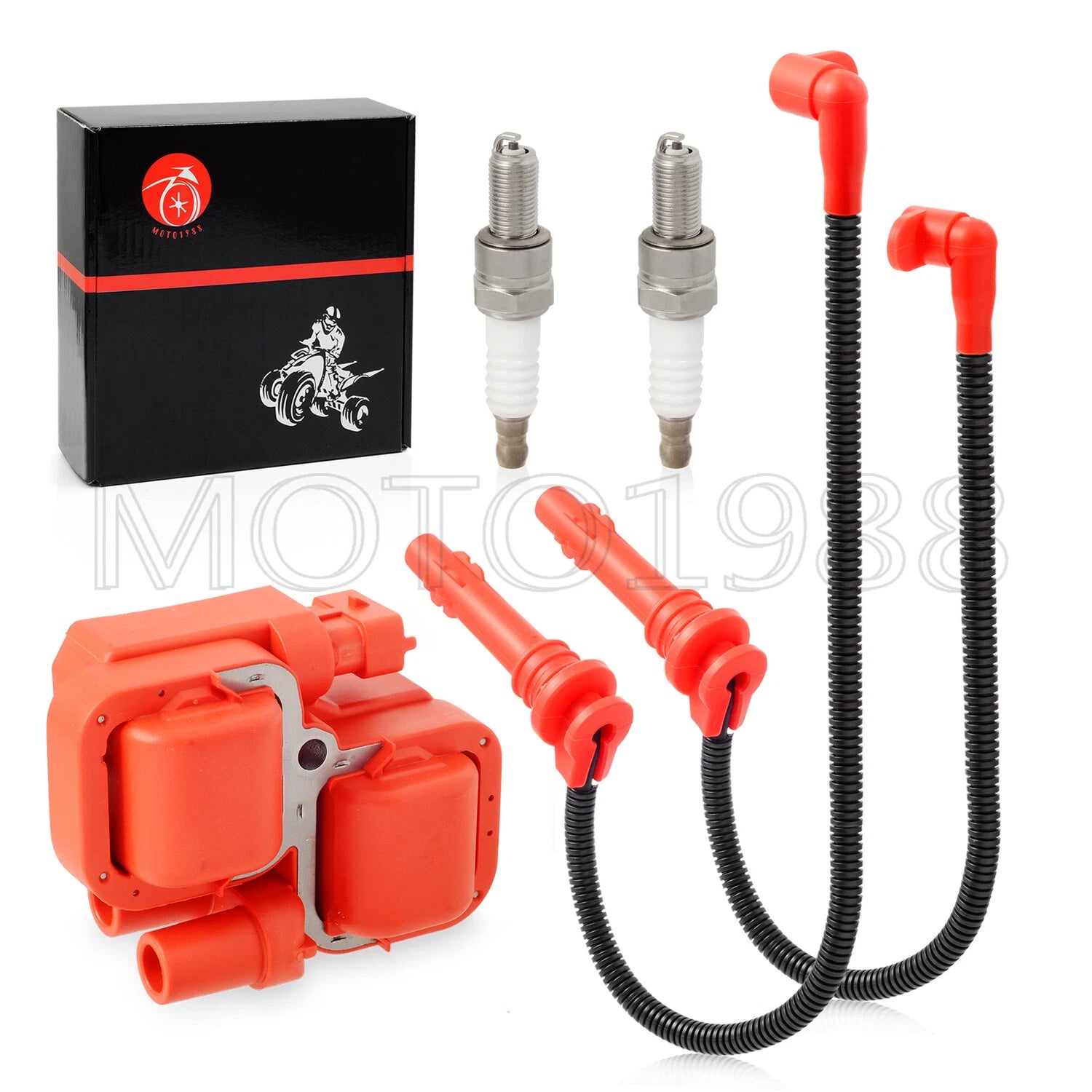 Ignition Coil & Spark Plug & Cap w/ Wire for Polaris Ranger XP Crew 900 1000