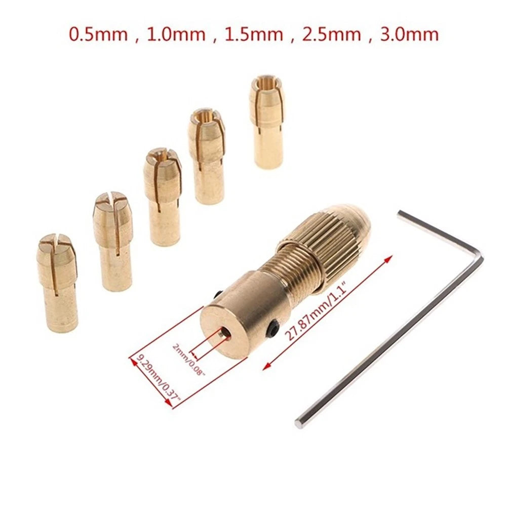 7-Piece Miniature Electric Drill Chuck Set with Self-Tightening Brass