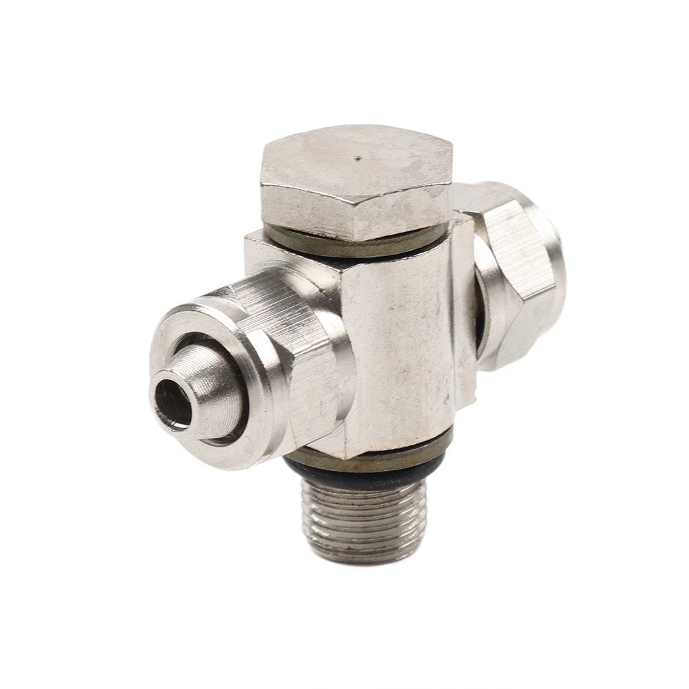 Air Valve Three-way Metal Connector for Tire Changer Machine (1/8" Thread)