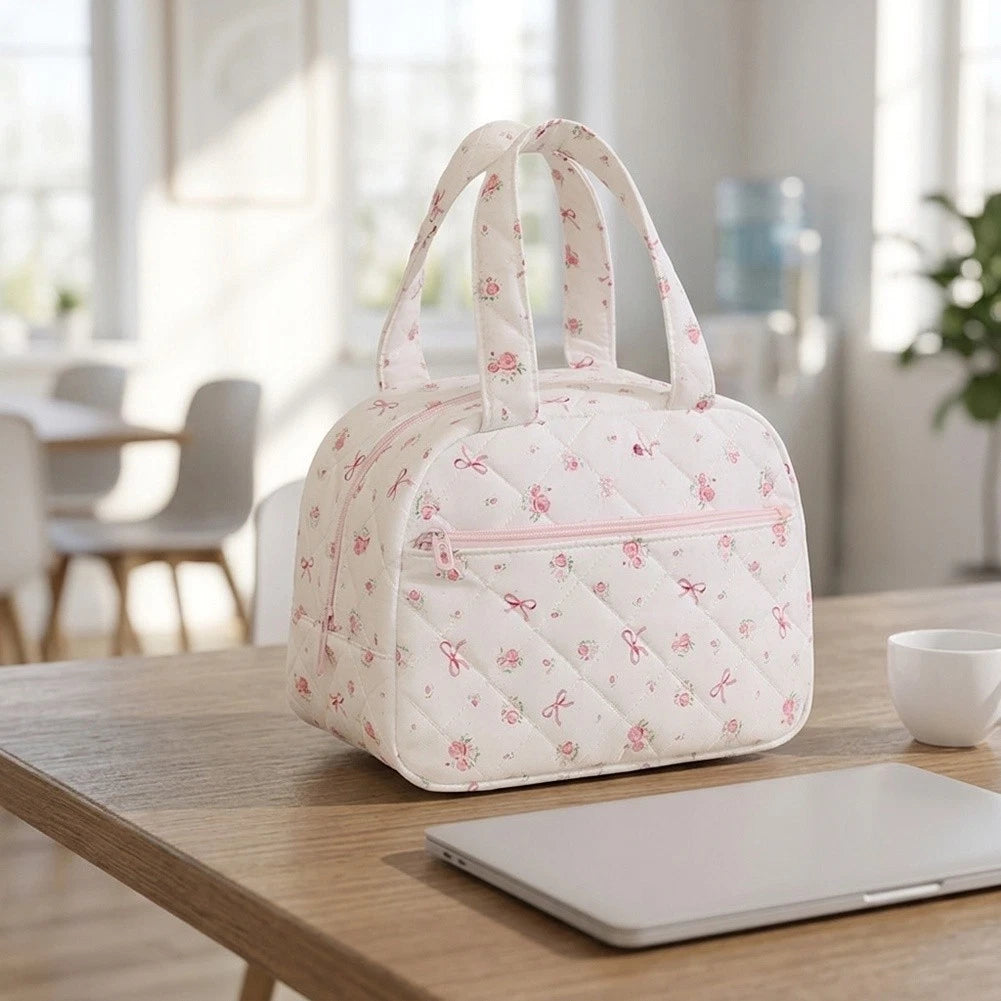Women's Quilted Insulated Lunch Tote with Wave Point Design