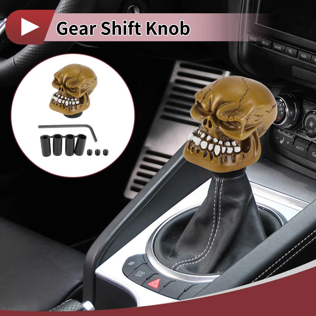 Skull Shift Knob with 4 Adapters for Universal Vehicles (Manual/Automatic)
